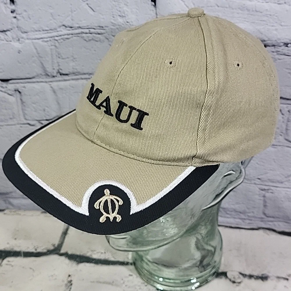 Surfware Maui‎ Hawaii Hat Beige OSFA Strapback Turtle Logo Travel Souvenir Cap